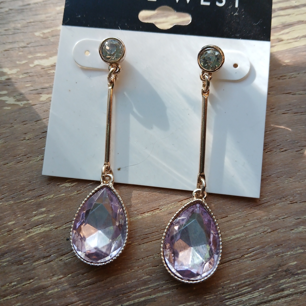 Elegant Gold and Purple Drop Earrings